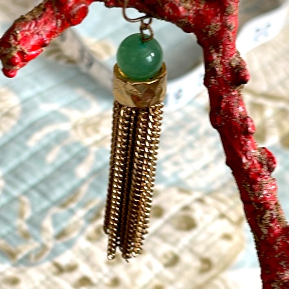 Pair of rosé quartz and green jade pierced earrings two different semi precious - Picture 4 of 14